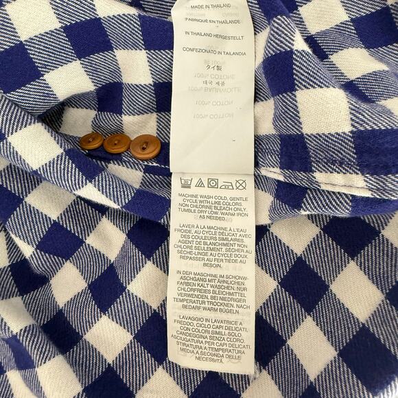 J.Crew Gingham Plaid Flannel Boy Shirt Button Up Blue White Women's Size 4 E3190 - Picture 6 of 7
